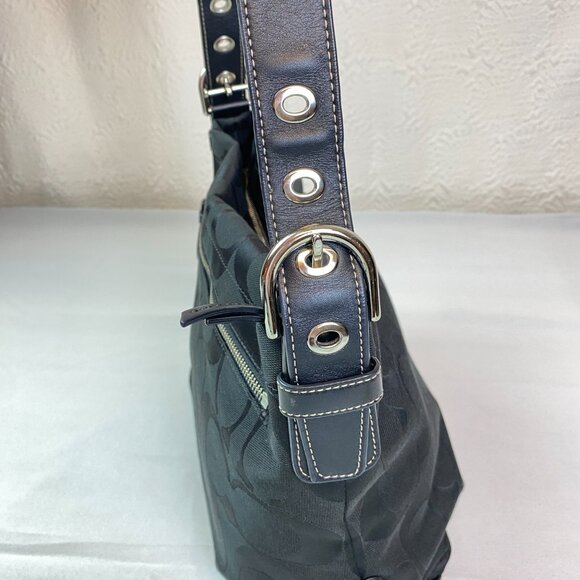 Coach Signature Charcoal Jacquard Hobo Shoulder Bag | F15067 | 🖤 Barb - Picture 14 of 14